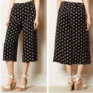 Anthropologie | Elevenses Black Print Talavera Culottes 4